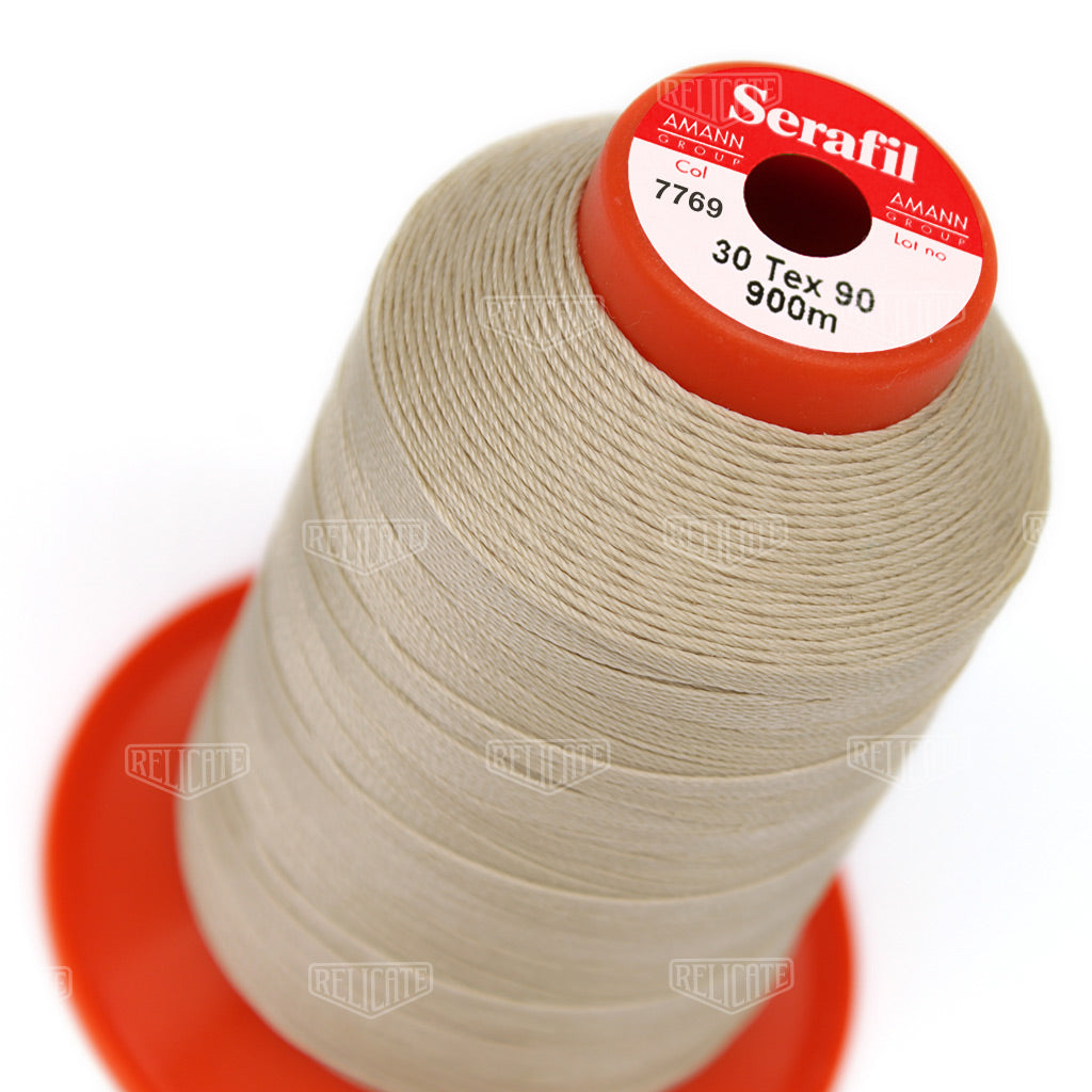 Whites/Browns Serafil Thread 30 (TEX 90) 7769 - Relicate Leather Automotive Interior Upholstery