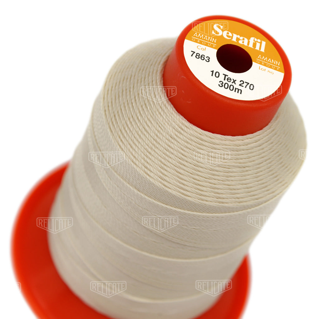Whites/Browns Serafil Thread 10 (TEX 270) 7863 - Relicate Leather Automotive Interior Upholstery