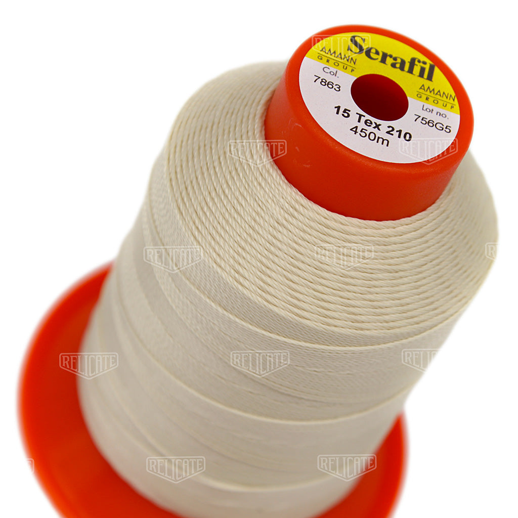 Whites/Browns Serafil Thread 15 (TEX 210) 7863 - Relicate Leather Automotive Interior Upholstery