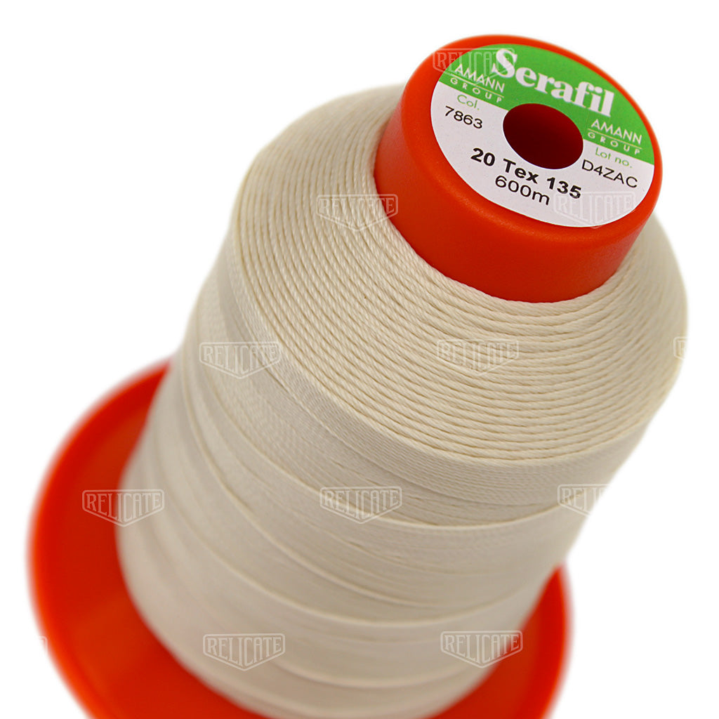 Whites/Browns Serafil Thread 20 (TEX 135) 7863 - Relicate Leather Automotive Interior Upholstery