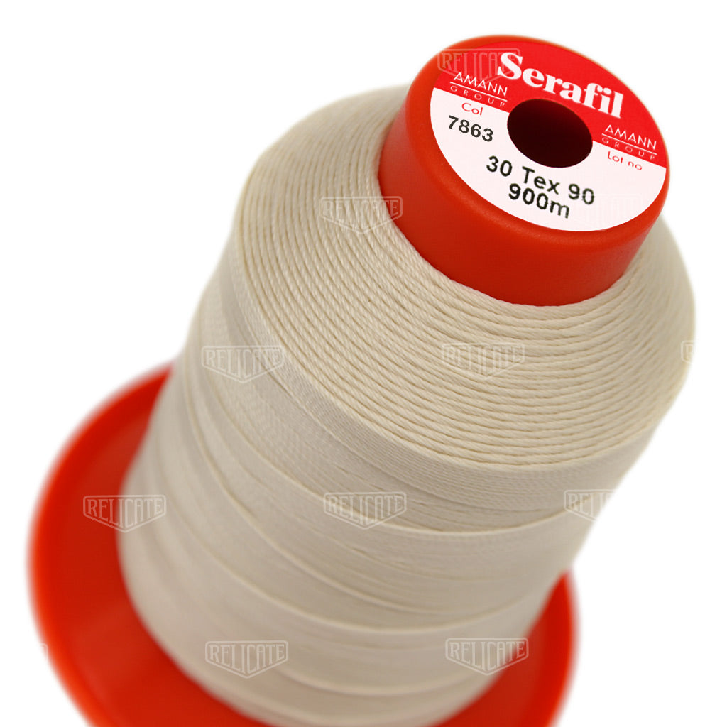 Whites/Browns Serafil Thread 30 (TEX 90) 7863 - Relicate Leather Automotive Interior Upholstery