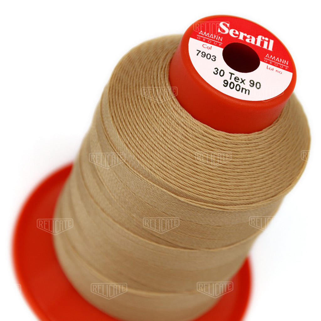 Whites/Browns Serafil Thread 30 (TEX 90) 7903 - Relicate Leather Automotive Interior Upholstery