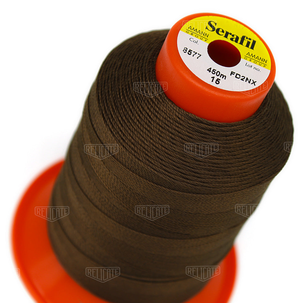 Whites/Browns Serafil Thread 15 (TEX 210) 8577 - Relicate Leather Automotive Interior Upholstery