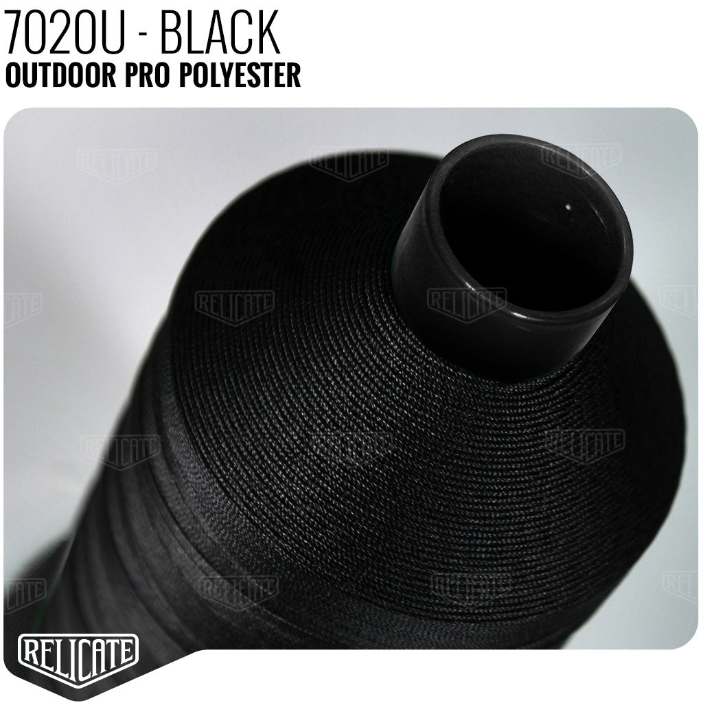 Outdoor PRO Polyester Thread - SIZE 30 (TEX 90) - 8oz Black - 7020U - Size 30 (TEX 90) - 8oz - Relicate Leather Automotive Interior Upholstery
