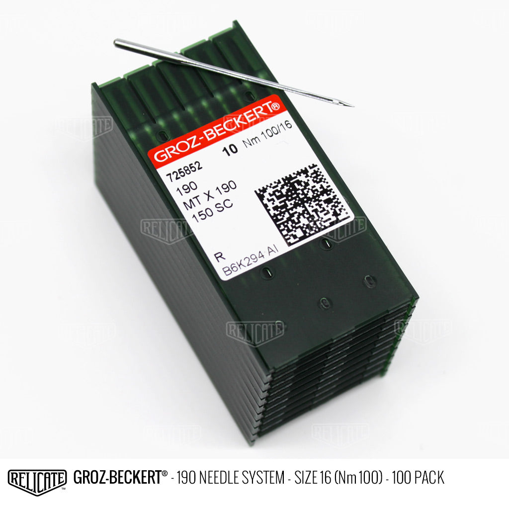 Groz-Beckert 190 Chromium Needles Size 16 (Nm 100) - 725852 / 100 Pack - Relicate Leather Automotive Interior Upholstery