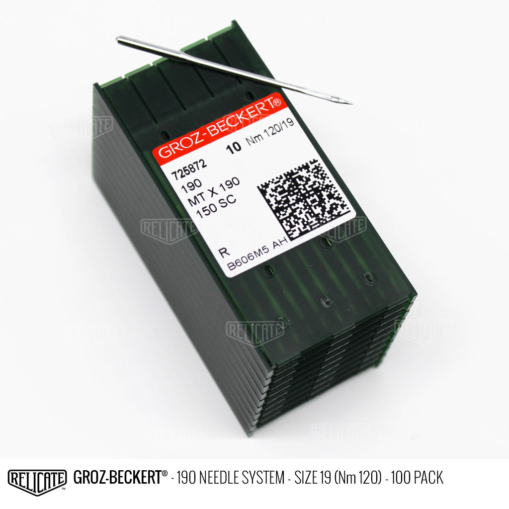 Groz-Beckert 190 Chromium Needles Size 19 (Nm 120) - 725872 / 100 Pack - Relicate Leather Automotive Interior Upholstery
