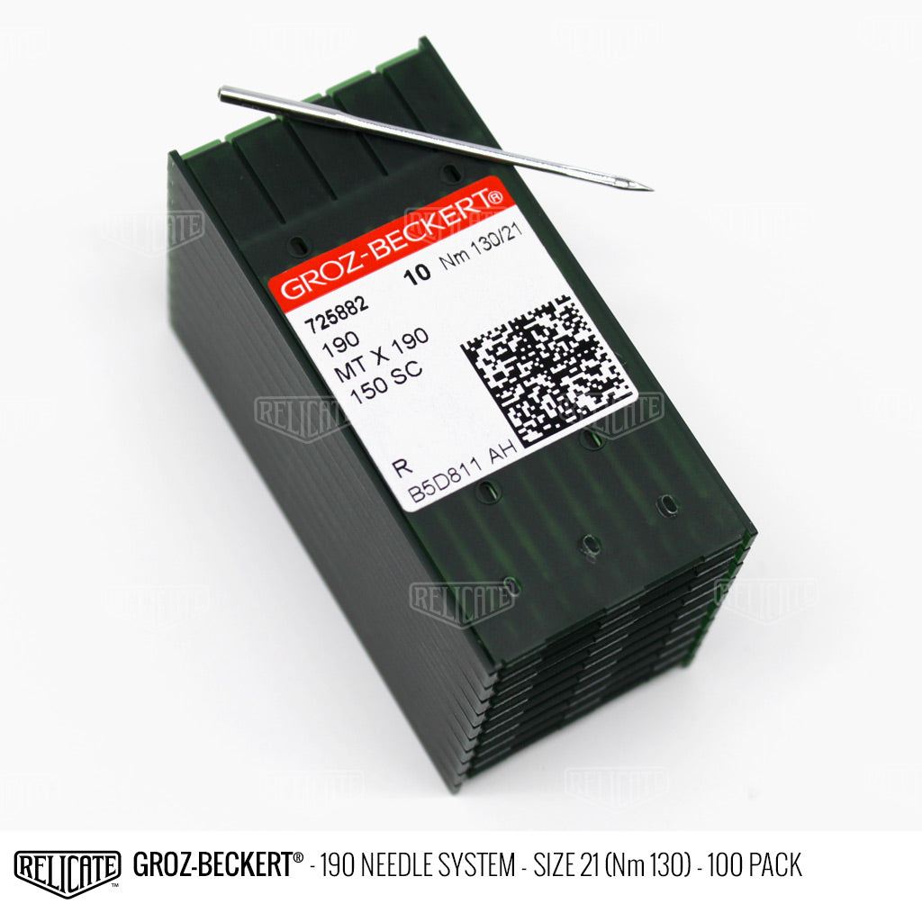 Groz-Beckert 190 Chromium Needles Size 21 (Nm 130) - 725882 / 100 Pack - Relicate Leather Automotive Interior Upholstery