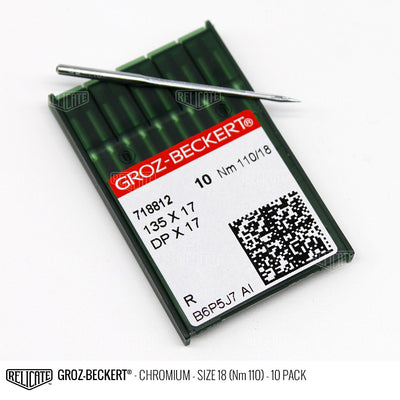 Groz-Beckert 135x17 Chromium Needles Size 18 (Nm 110) - 718812 / 10 Pack - Relicate Leather Automotive Interior Upholstery