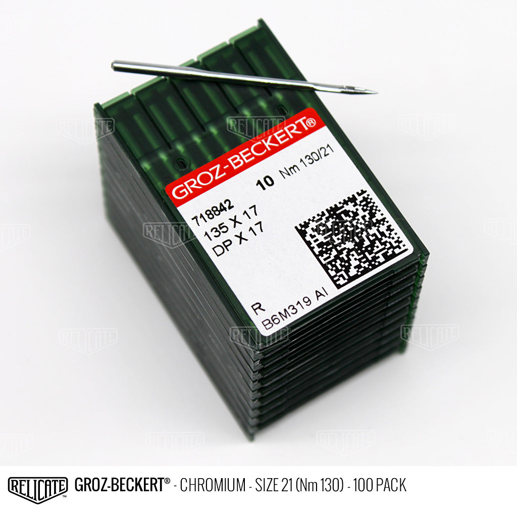 Groz-Beckert 135x17 Chromium Needles Size 21 (Nm 130) - 718842 / 100 Pack - Relicate Leather Automotive Interior Upholstery