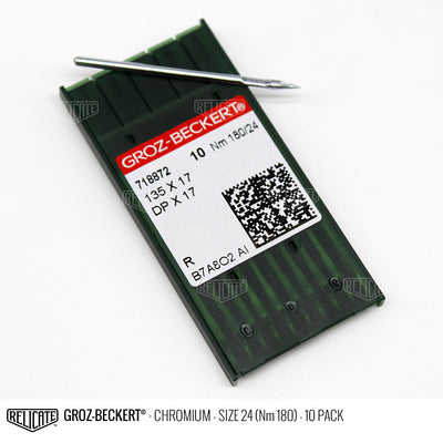 Groz-Beckert 135x17 Chromium Needles Size 24 (Nm 180) - 718872 / 10 Pack - Relicate Leather Automotive Interior Upholstery