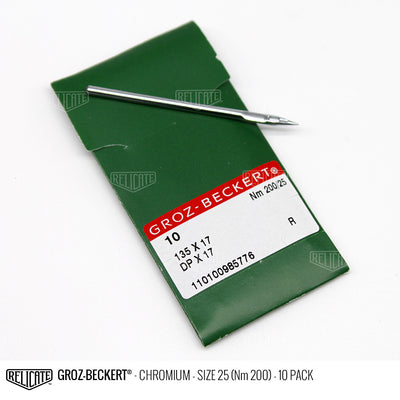 Groz-Beckert 135x17 Chromium Needles Size 25 (Nm 200) - 718882 / 10 Pack - Relicate Leather Automotive Interior Upholstery