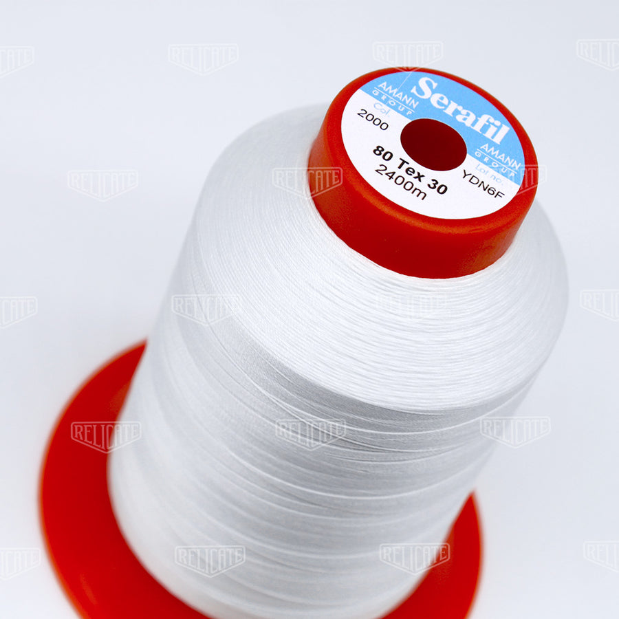 Amann White Threads Serafil Color 2000 / SIZE 80 (TEX 30) - 4 OZ - Relicate Leather Automotive Interior Upholstery