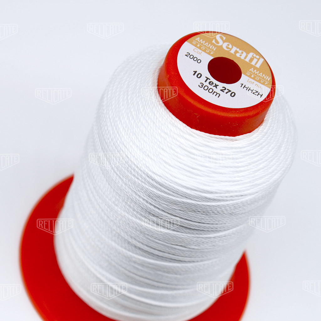 Amann White Threads Serafil Color 2000 / SIZE 10 (TEX 270) - 4 OZ - Relicate Leather Automotive Interior Upholstery