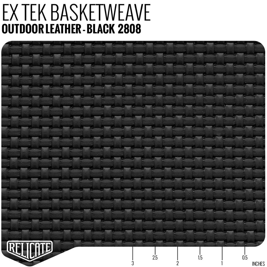 EX TEK Outdoor Leather - Basketweave Black Product / 1/2 Hide - Relicate Leather Automotive Interior Upholstery