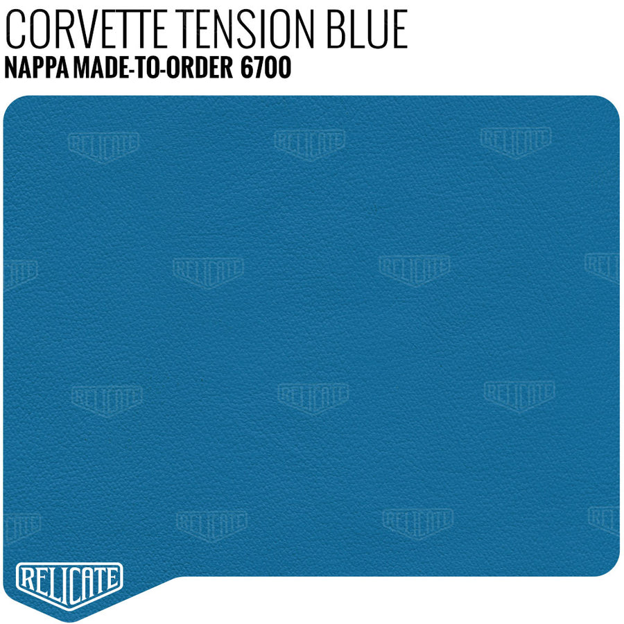 Corvette Tension Blue Leather Sample - Relicate Leather Automotive Interior Upholstery