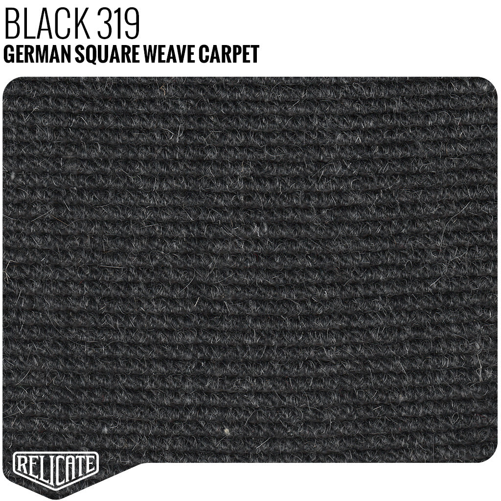 German Square Weave Carpet Remnants Black - 26" x 71" - Relicate Leather Automotive Interior Upholstery