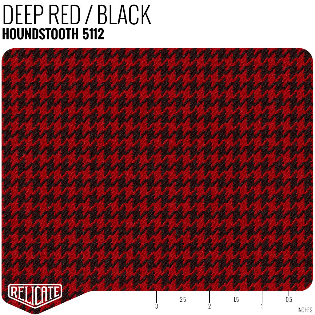 Houndstooth Seat Fabric - Deep Red / Black Product / Deep Red/Black - Relicate Leather Automotive Interior Upholstery