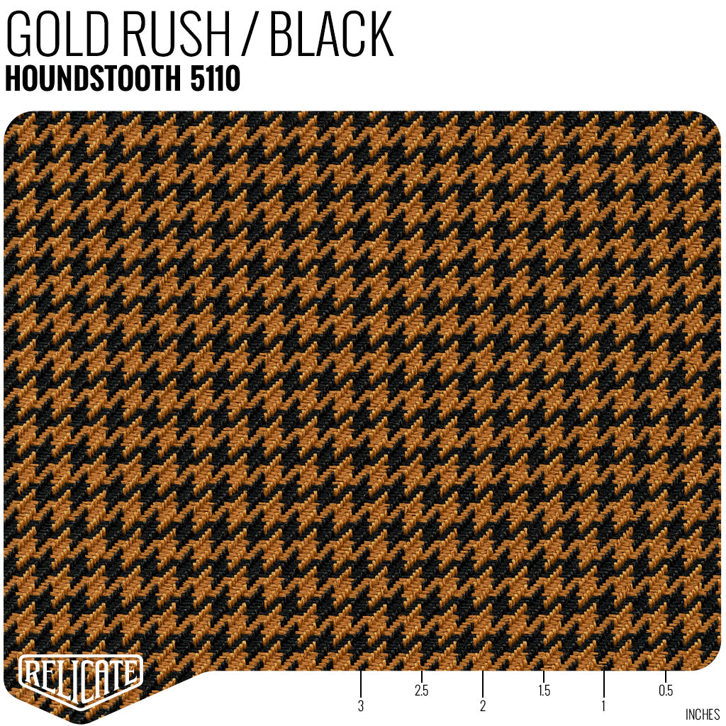 Houndstooth Seat Fabric - Gold Rush / Black Product / Gold Rush/Black - Relicate Leather Automotive Interior Upholstery