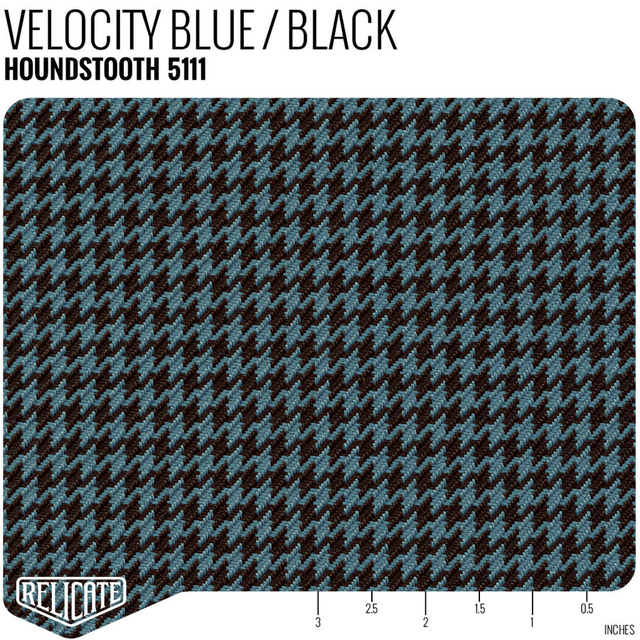 Houndstooth Seat Fabric - Velocity Blue / Black Product / Velocity Blue/Black - Relicate Leather Automotive Interior Upholstery