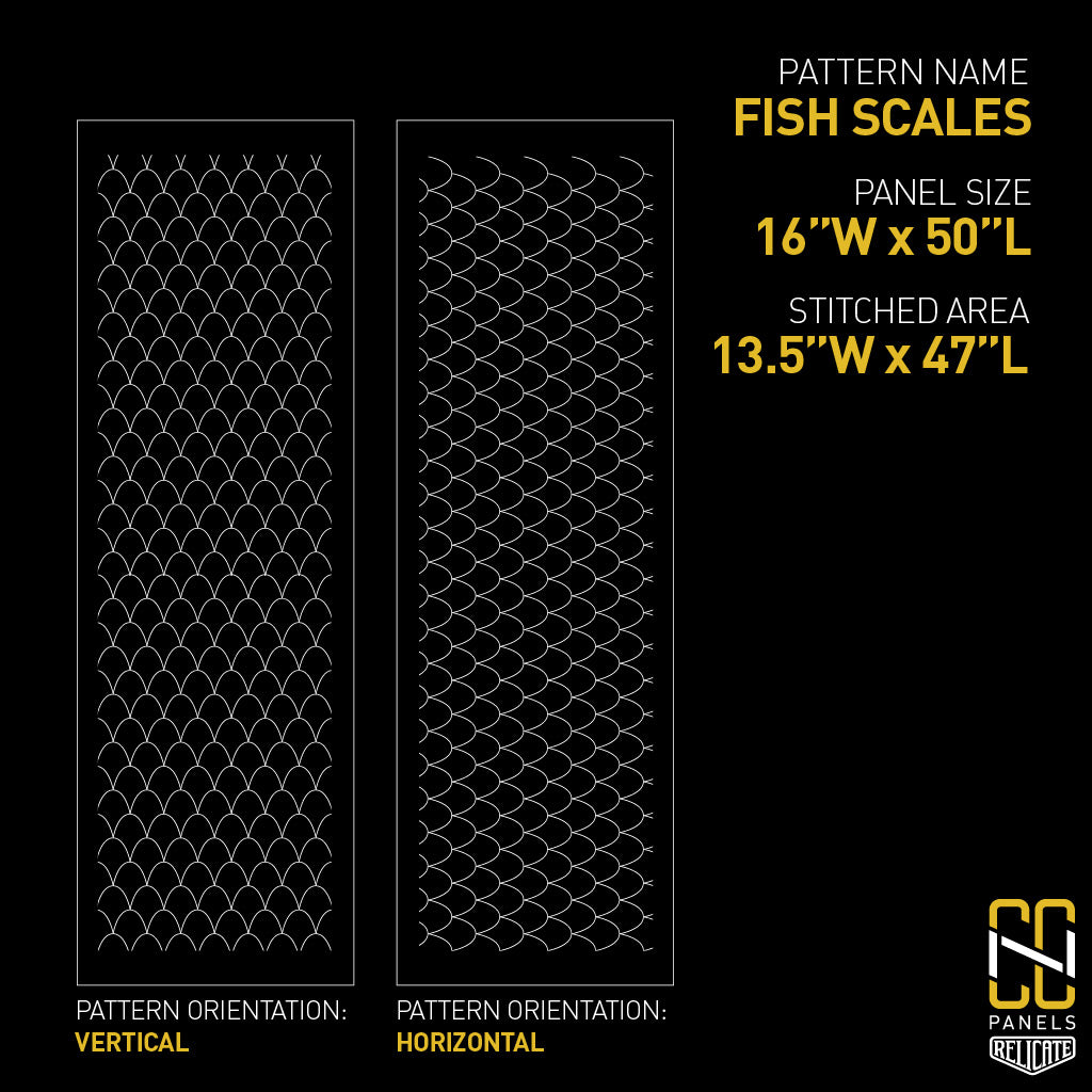 Fish Scales CNC Stitched Panel  - Relicate Leather Automotive Interior Upholstery