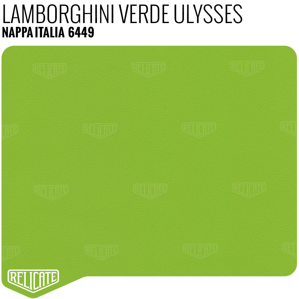 Lamborghini Verde Ulysses Leather Sample - Relicate Leather Automotive Interior Upholstery