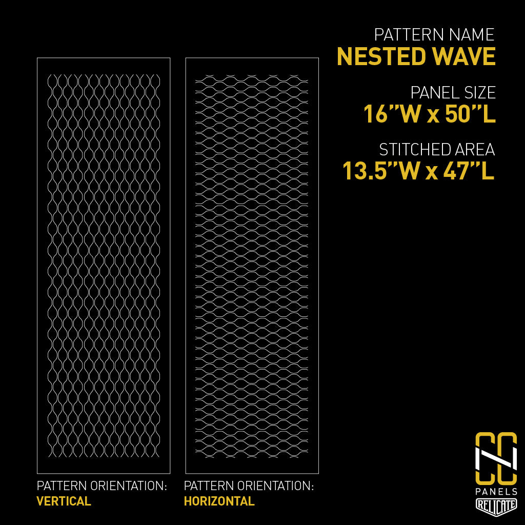 Nested Wave CNC Stitched Panel  - Relicate Leather Automotive Interior Upholstery