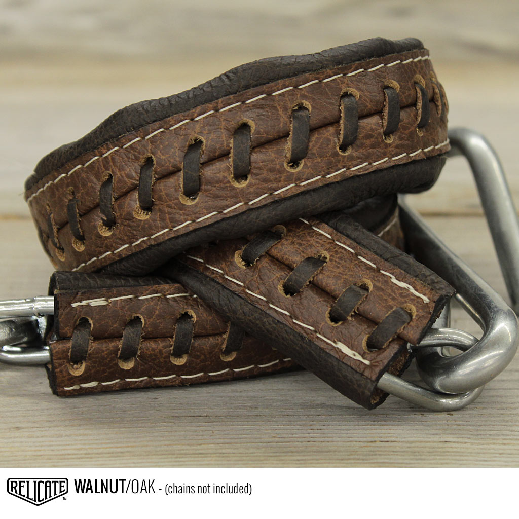 Leather Tailgate Chain Covers - Chevy/GMC '41-'53 Chevy/GMC / Walnut w/Oak accent - Relicate Leather Automotive Interior Upholstery