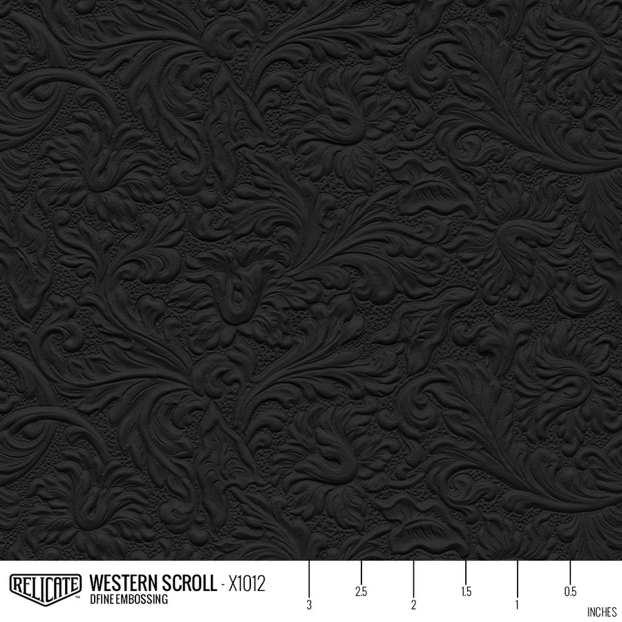 WESTERN SCROLL EMBOSSED LEATHER - HALF HIDE - Relicate Leather Automotive Interior Upholstery