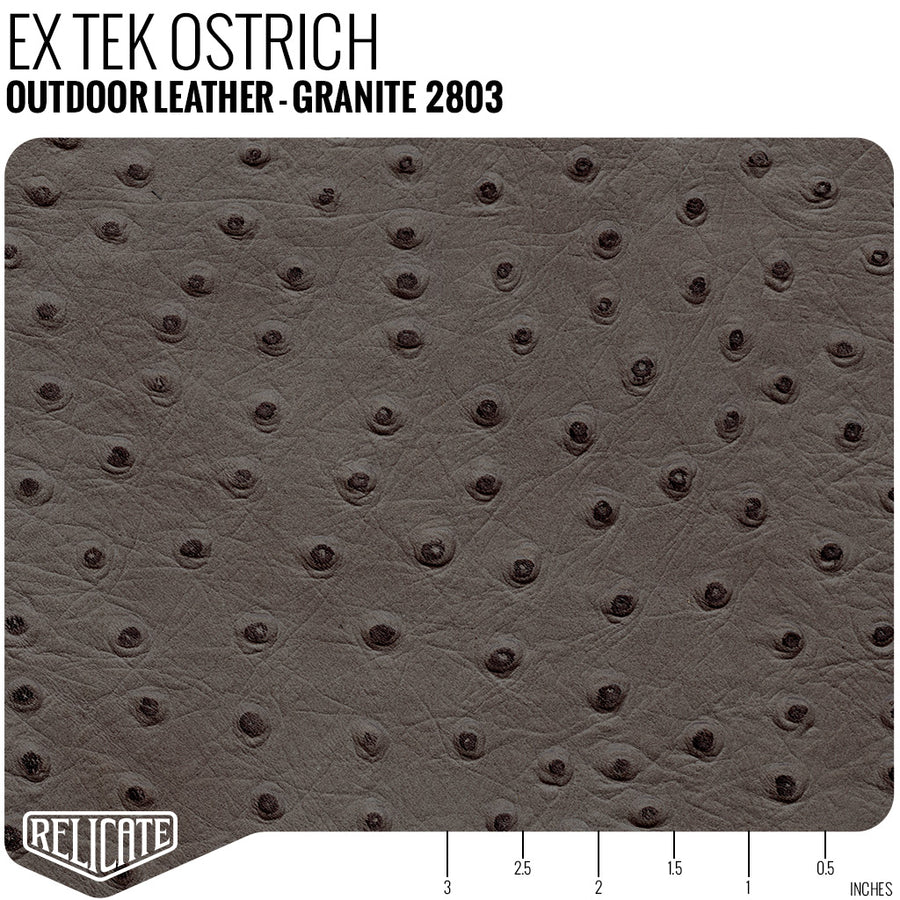 EX TEK Outdoor Leather - Ostrich Granite Product / 1/2 Hide - Relicate Leather Automotive Interior Upholstery