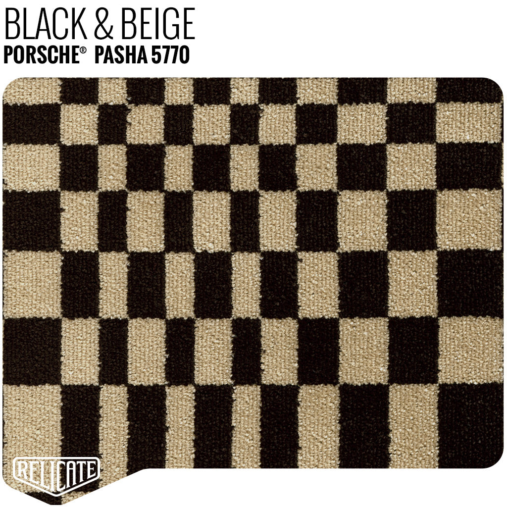 Porsche Pasha Checkerboard Seat Fabric - Black/Beige Product / Black/Beige - Relicate Leather Automotive Interior Upholstery