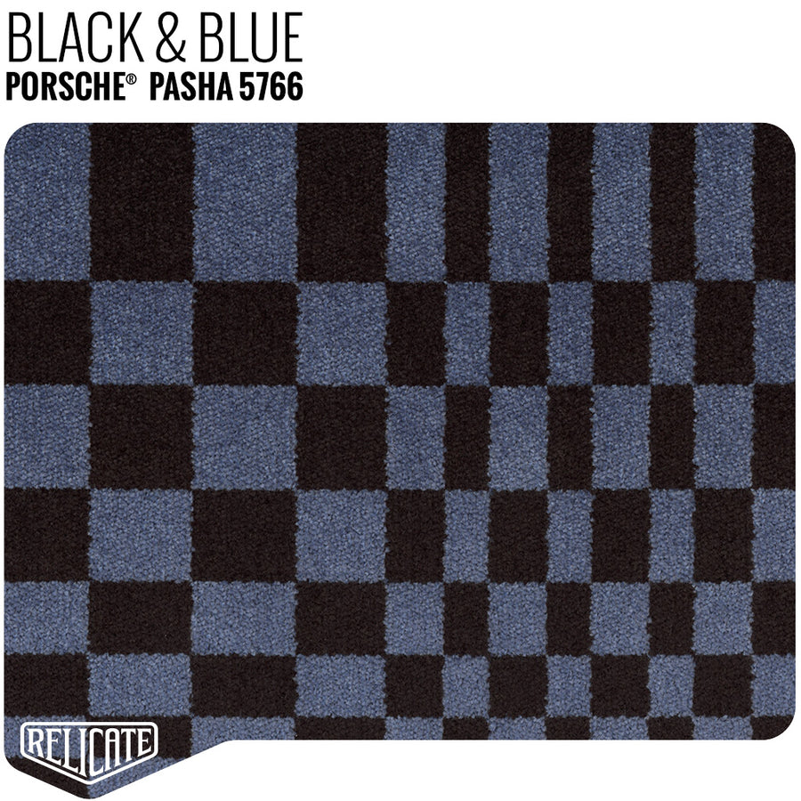 Porsche Pasha Checkerboard Seat Fabric - Black/Blue Product / Black/Blue - Relicate Leather Automotive Interior Upholstery