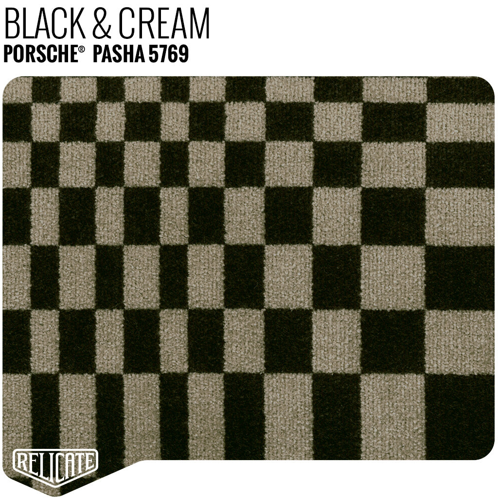 Porsche Pasha Checkerboard Seat Fabric - Black/Cream Product / Black/Cream - Relicate Leather Automotive Interior Upholstery