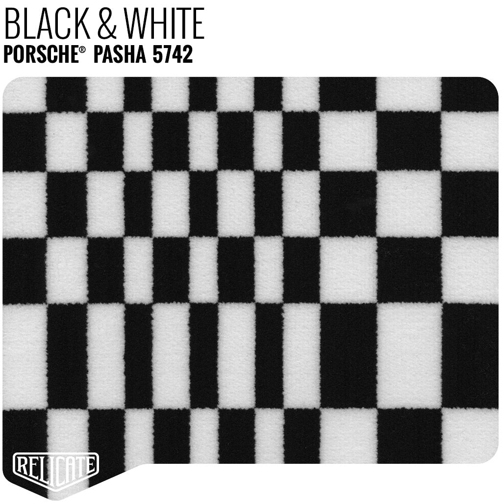 Porsche Pasha Checkerboard Seat Fabric - Black &amp; White Product / Black &amp; White - Relicate Leather Automotive Interior Upholstery