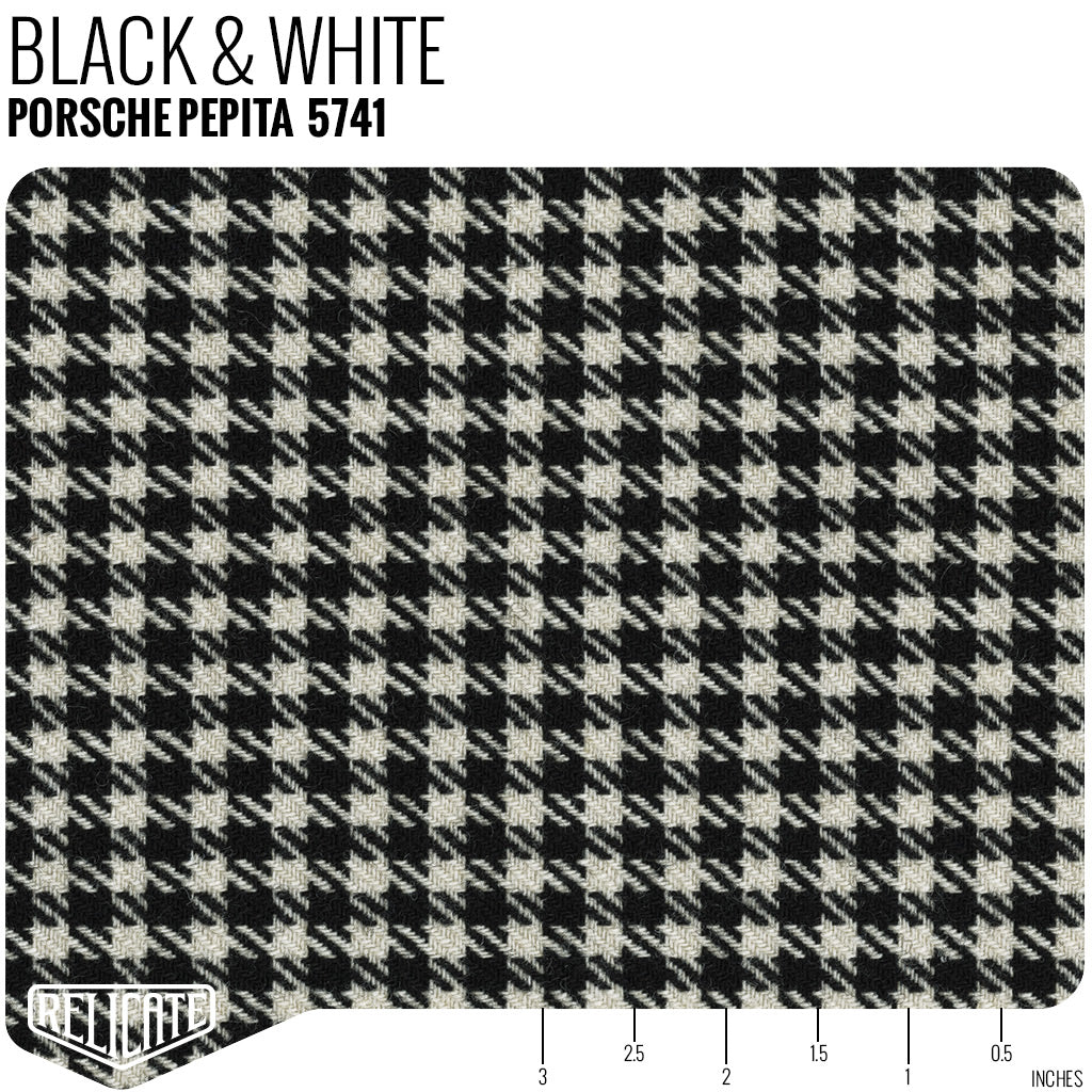 Porsche Pepita Houndstooth Seat Fabric - Black &amp; White Product / Black &amp; White - Relicate Leather Automotive Interior Upholstery