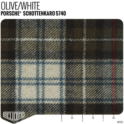 Plaid by the Linear Foot Porsche Schottenkaro - Olive/White 5740 - Linear Foot - Relicate Leather Automotive Interior Upholstery