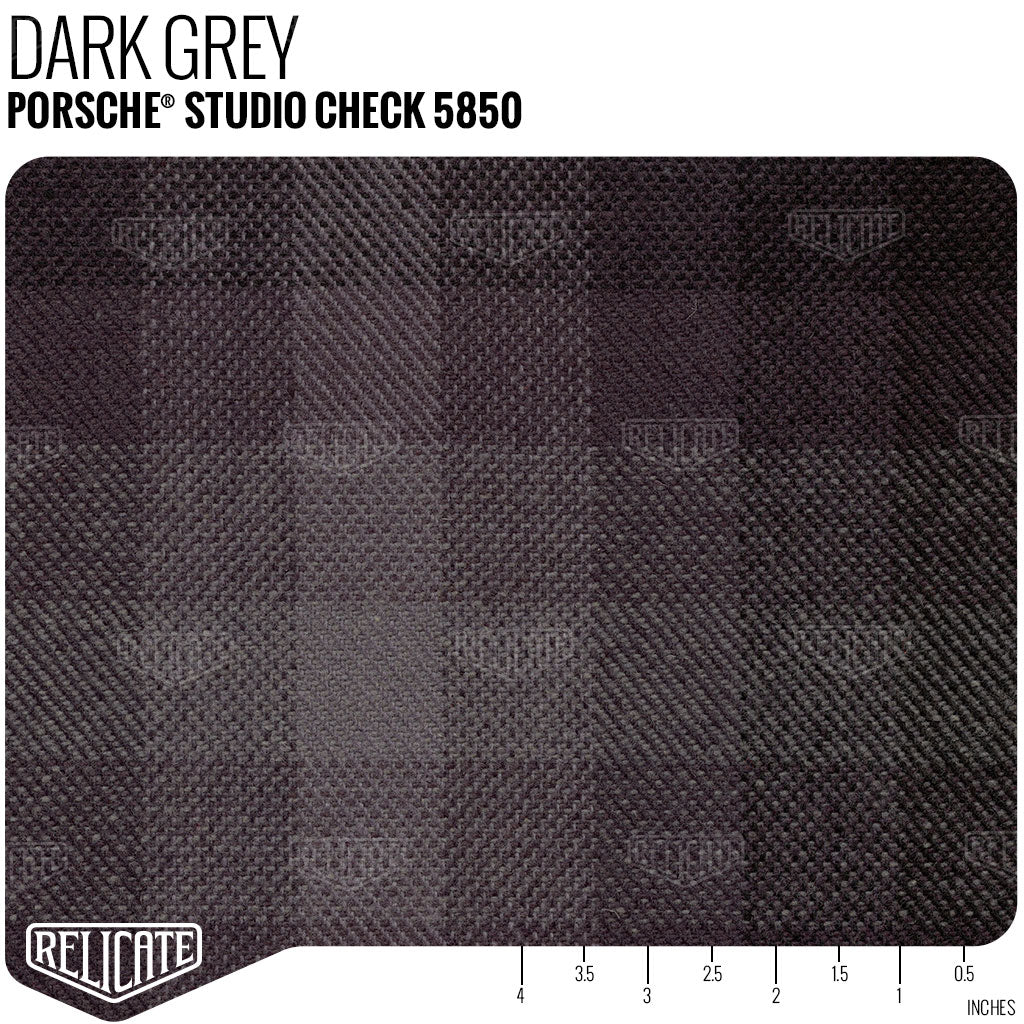 Porsche Studio Check Seat Fabric - Dark Grey Product / Dark Grey - Relicate Leather Automotive Interior Upholstery