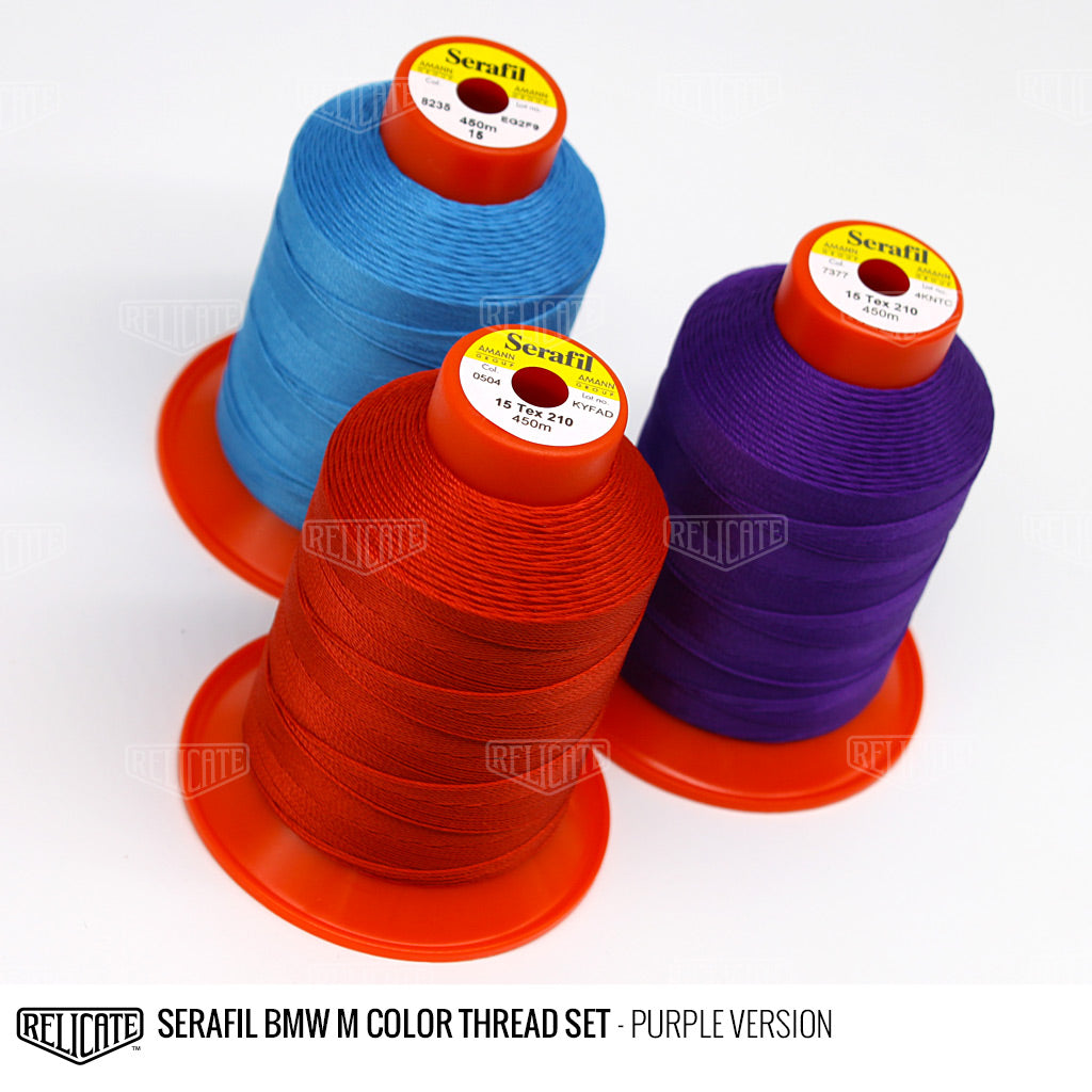 Serafil BMW M Color Thread Set SIZE 15 (TEX 210) / Purple - Relicate Leather Automotive Interior Upholstery