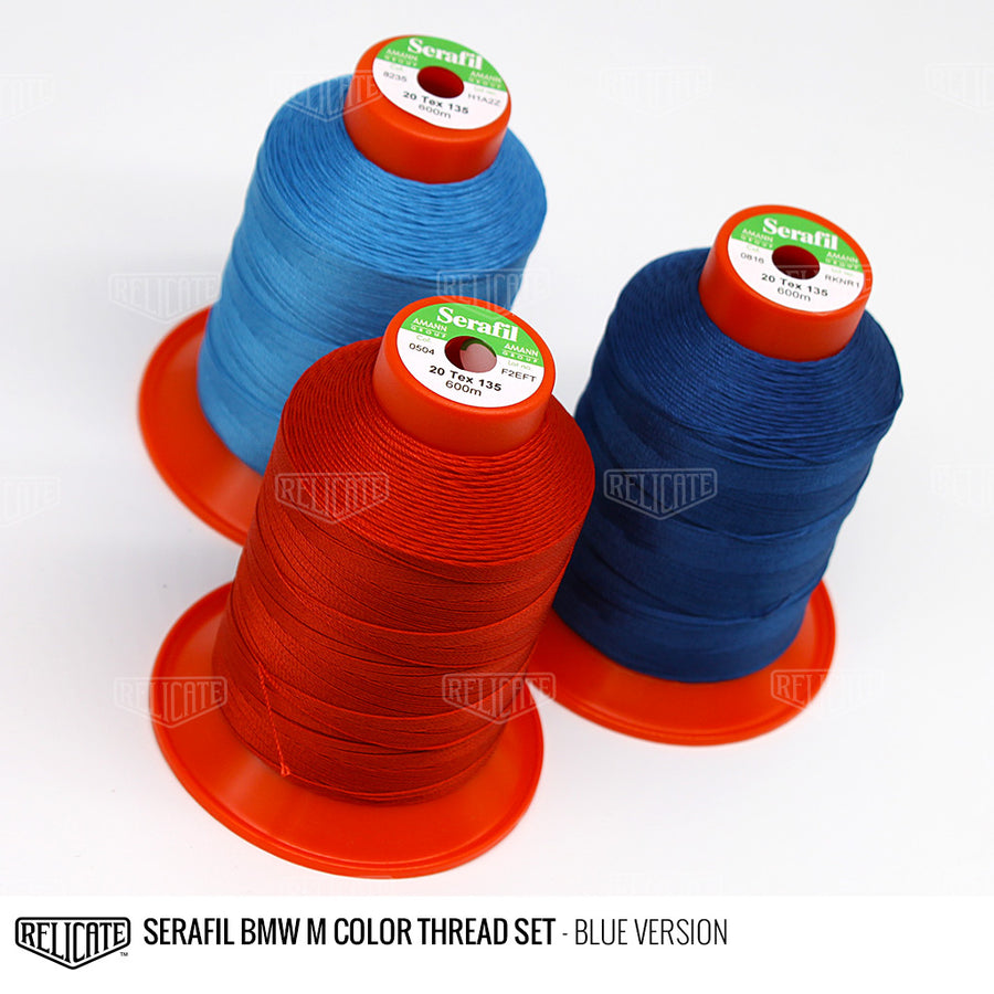 Serafil BMW M Color Thread Set SIZE 20 (TEX 135) / Blue - Relicate Leather Automotive Interior Upholstery