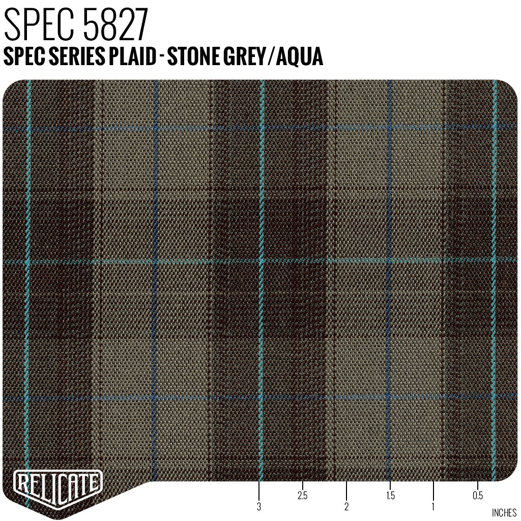 SPEC Series Plaid Fabric - Stone Grey / Aqua