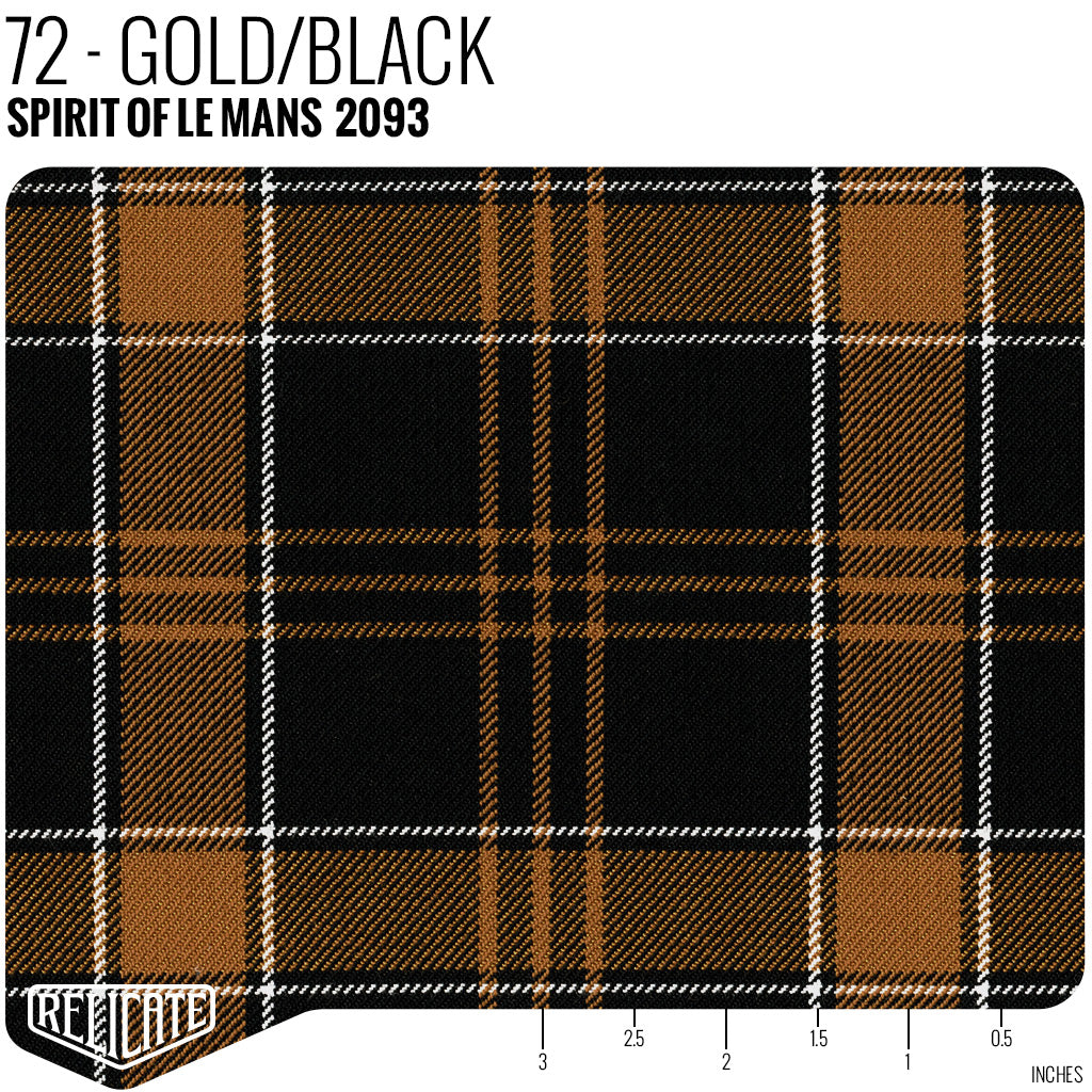 Spirit of Le Mans Plaid Fabric - 72 - Gold/Black Yardage - Relicate Leather Automotive Interior Upholstery