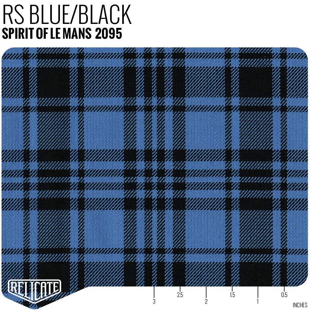 Spirit of Le Mans Plaid Fabric - RS - Blue / Black Yardage - Relicate Leather Automotive Interior Upholstery