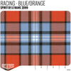 Plaid by the Linear Foot SOLM Racing - Blue/Orange 2099 - Linear Foot - Relicate Leather Automotive Interior Upholstery