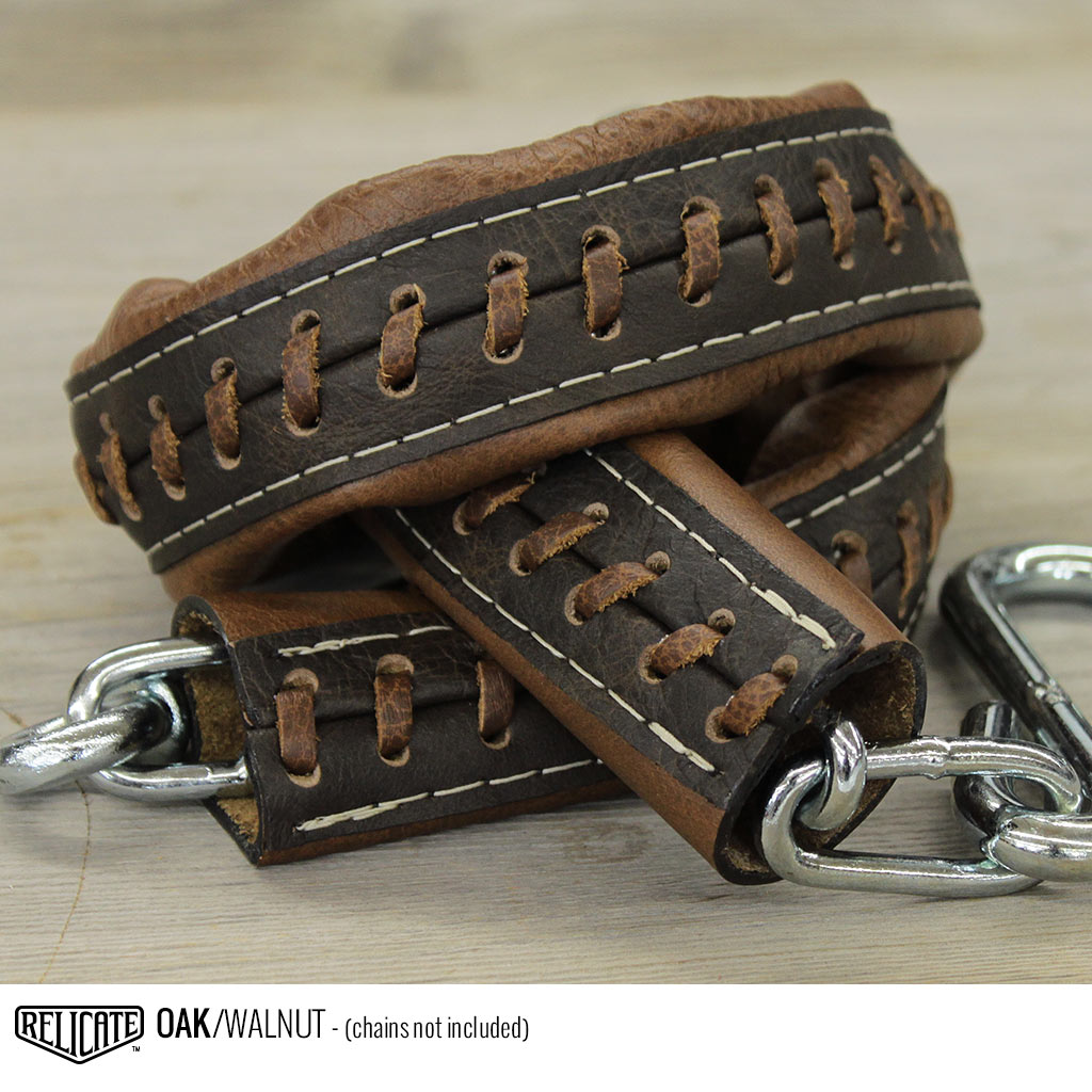 Leather Tailgate Chain Covers - Chevy/GMC '41-'53 Chevy/GMC / Oak w/Walnut accent - Relicate Leather Automotive Interior Upholstery