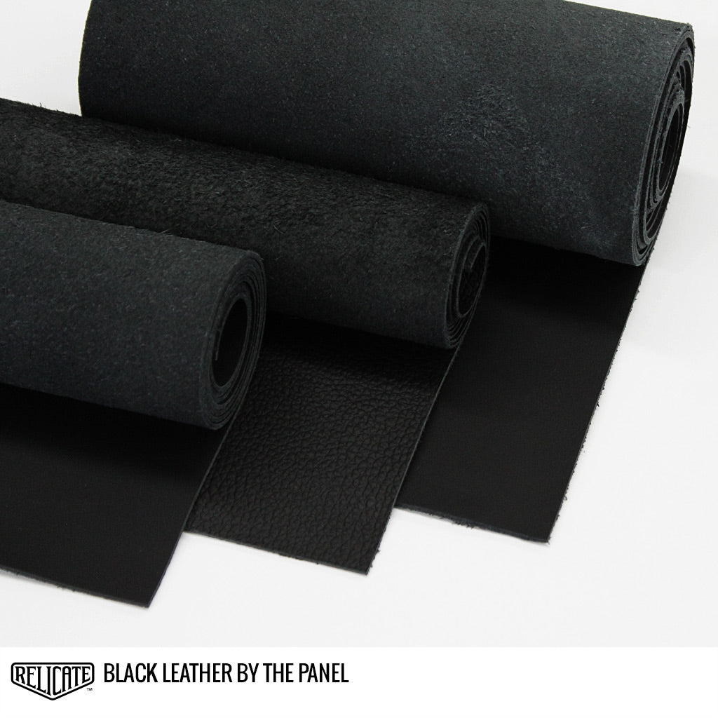 Black Leather by the Panel 6 x 12 - Relicate Leather Automotive Interior Upholstery