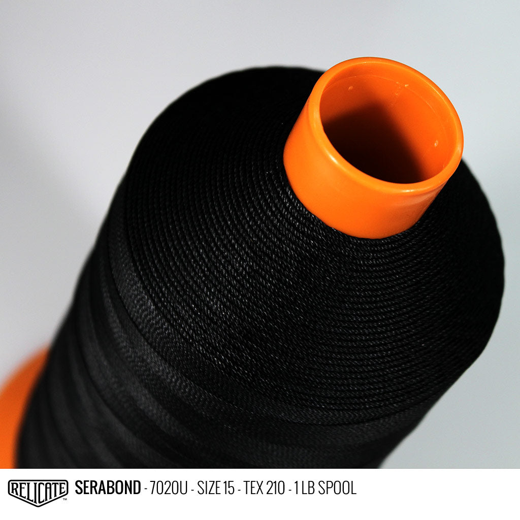 Amann Black Threads Serabond Color 7020U / SIZE 15 (TEX 210) - 1 LB - Relicate Leather Automotive Interior Upholstery