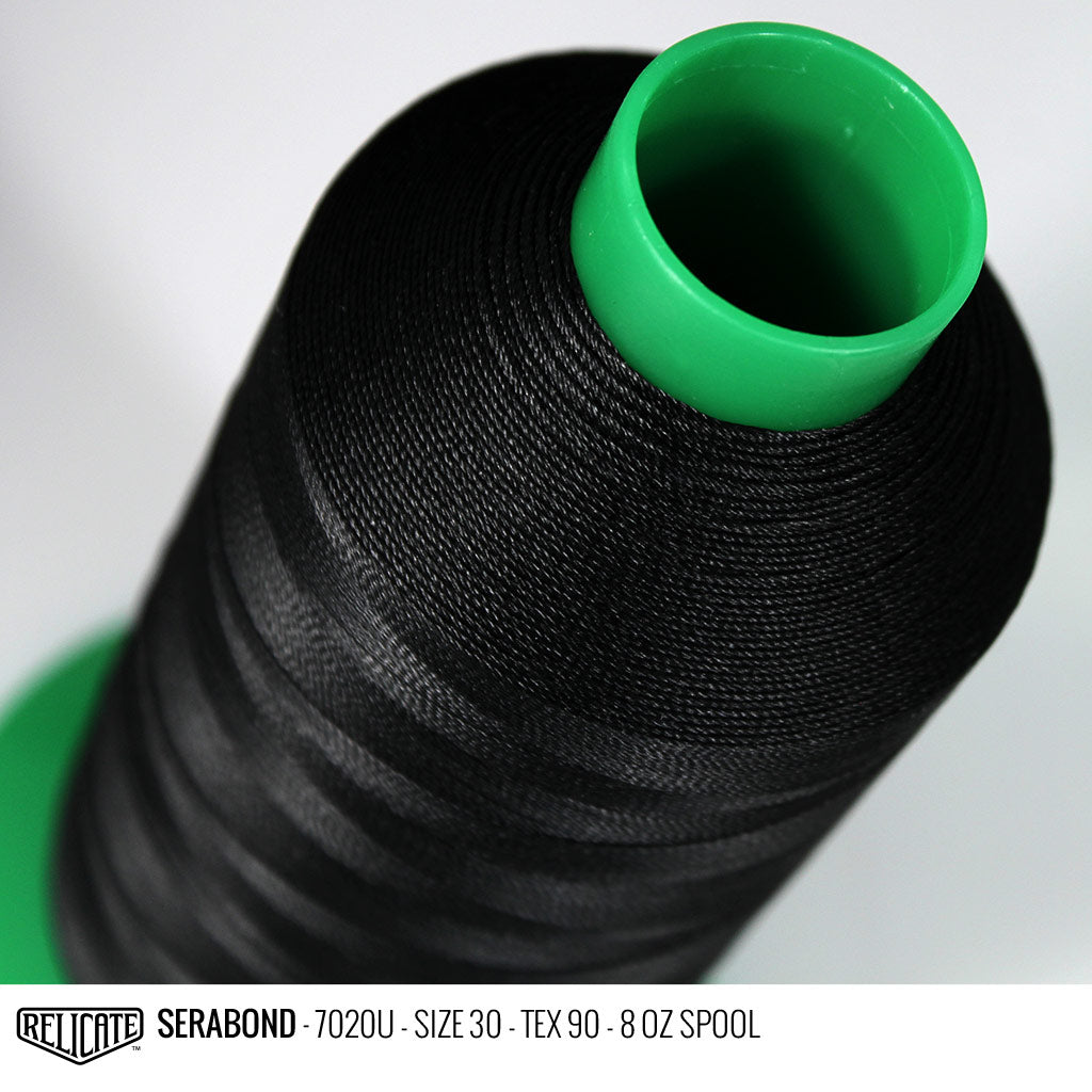 Amann Black Threads Serabond / SIZE 30 (TEX 90) - 8 OZ - Relicate Leather Automotive Interior Upholstery