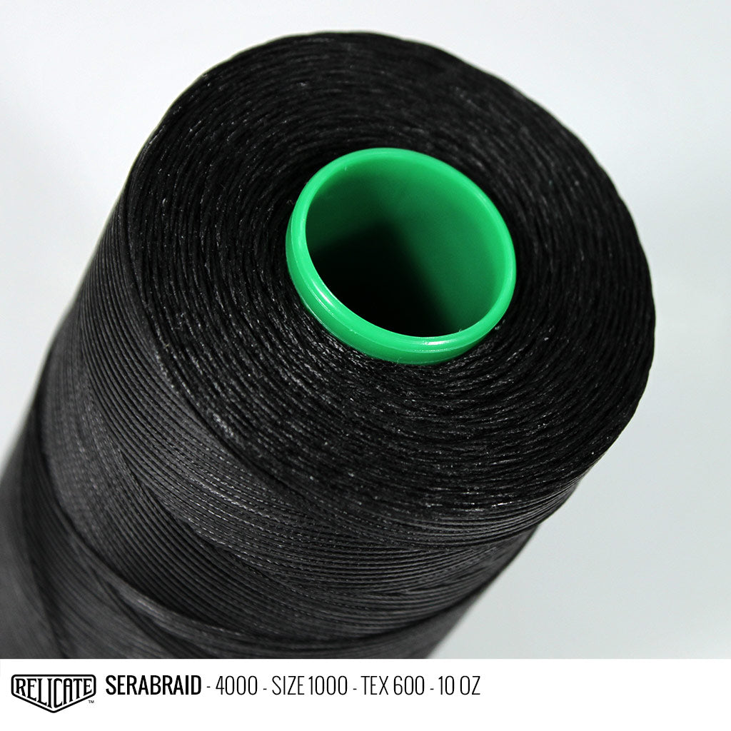 Amann Black Threads Serabraid Color 4000 / TEX 600 - 10 OZ - Relicate Leather Automotive Interior Upholstery
