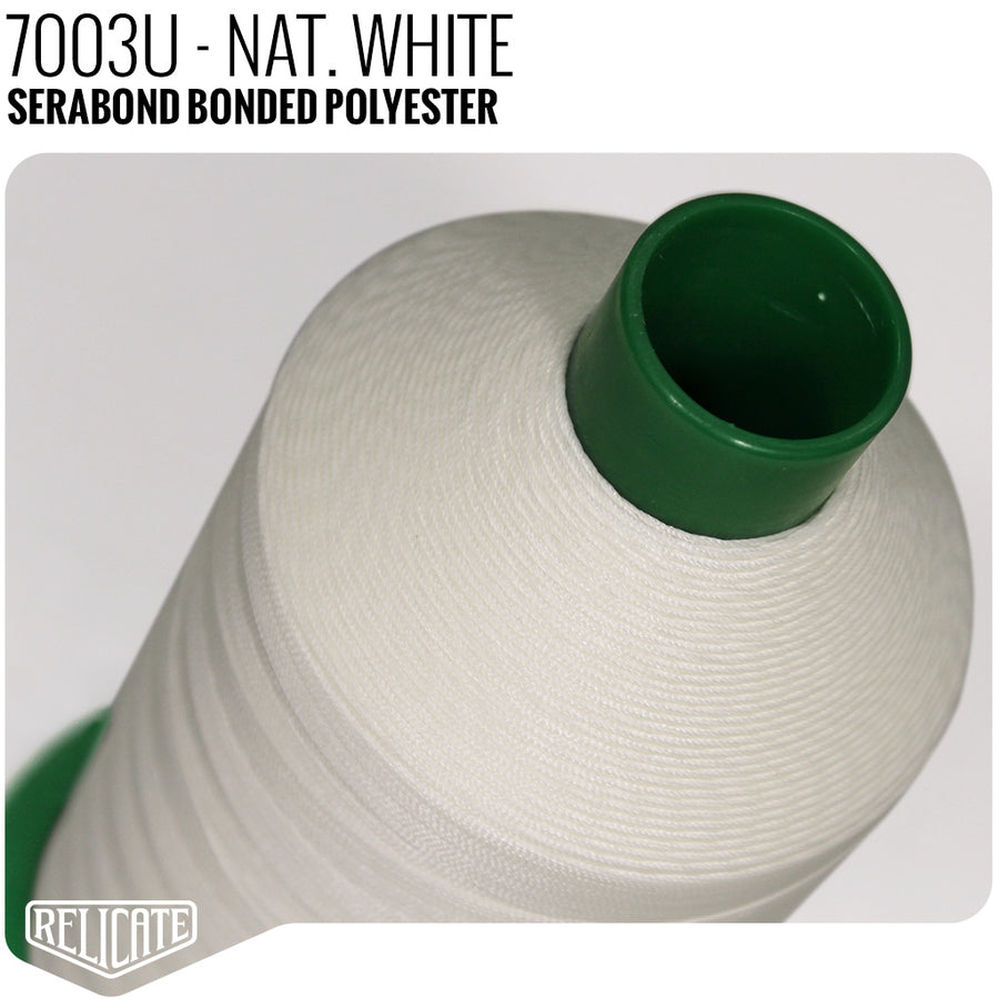Serabond Bonded Polyester Outdoor Thread - SIZE 30 (TEX 90) Natural White - 7003U - Size 30 (TEX 90) - 8 OZ - Relicate Leather Automotive Interior Upholstery