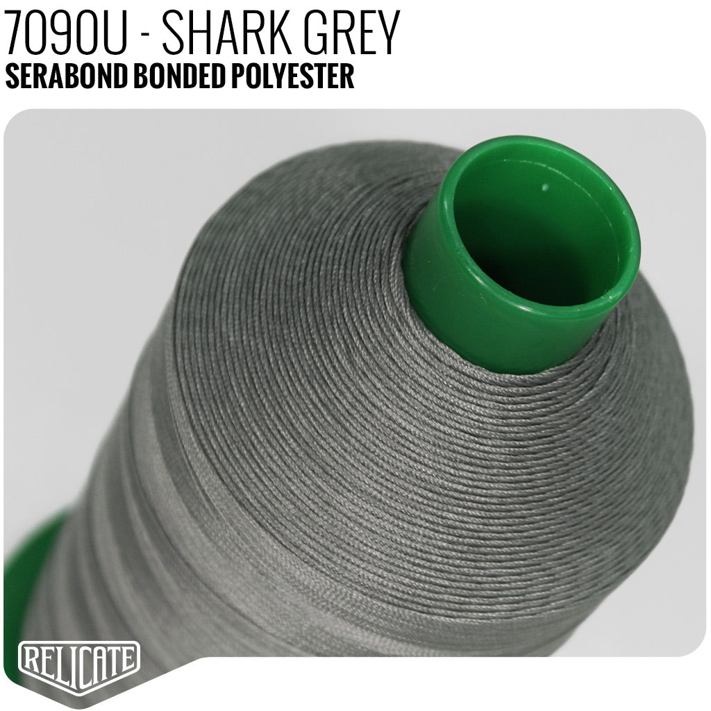 Serabond Bonded Polyester Outdoor Thread - SIZE 30 (TEX 90) Shark Grey - 7090U - Size 30 (TEX 90) - 8 OZ - Relicate Leather Automotive Interior Upholstery