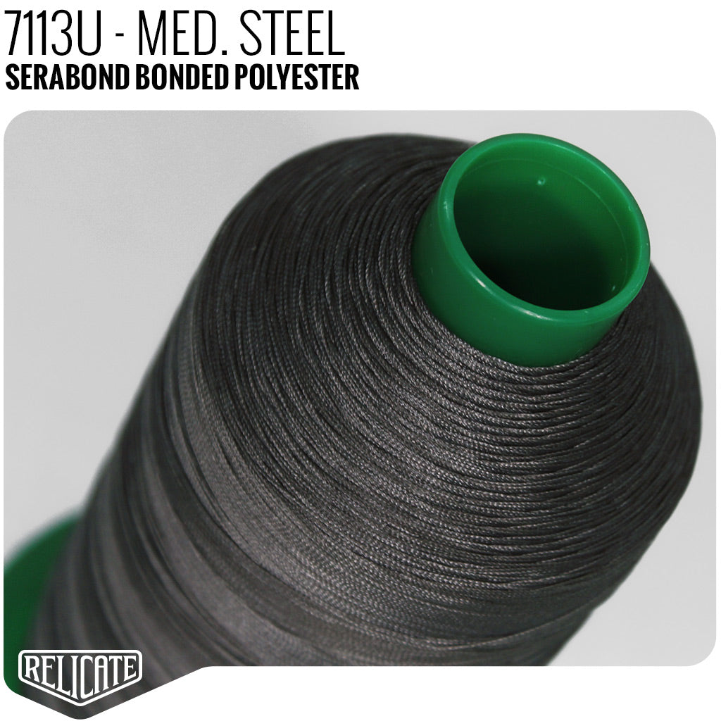 Serabond Bonded Polyester Outdoor Thread - SIZE 20 (TEX 135) Med. Steel - 7113U - Size 20 (TEX 135) - 1LB - Relicate Leather Automotive Interior Upholstery